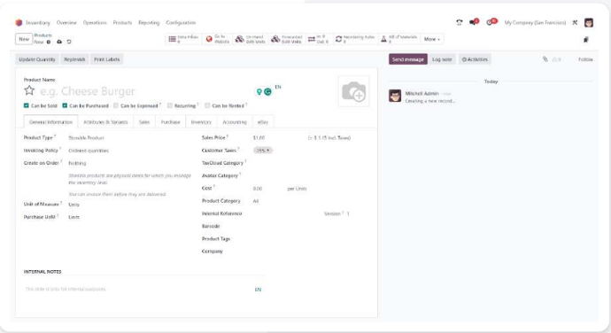 odoo new products