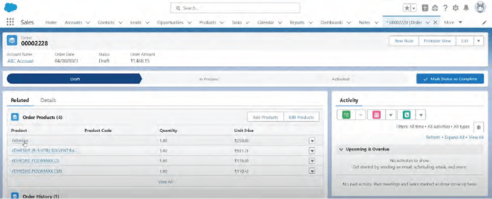 salesforce sales order form