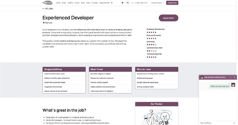 odoo job position page