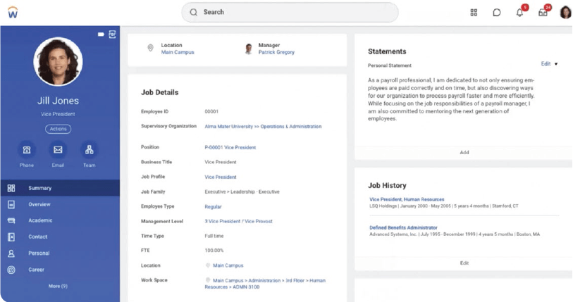 Workday job position Page