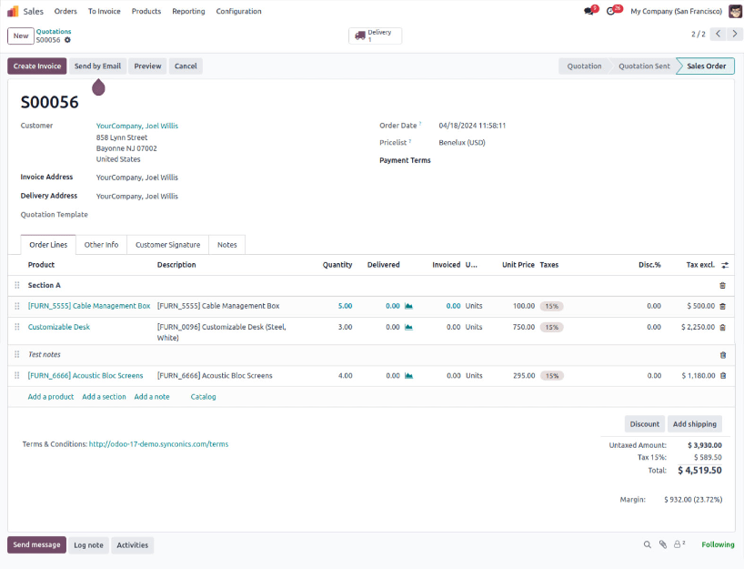 Quotation - Odoo sales