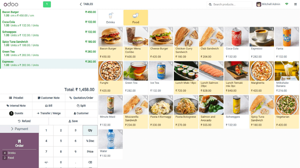 order screen in odoo