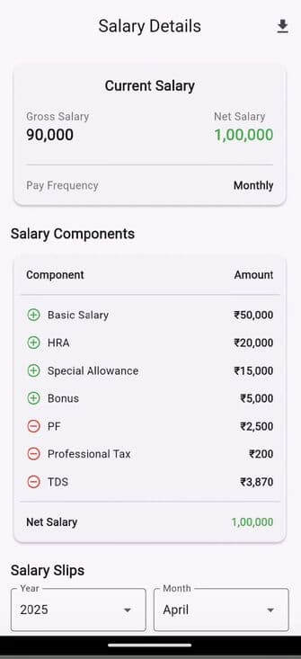 Salary-Details Salary Details in HRMS app