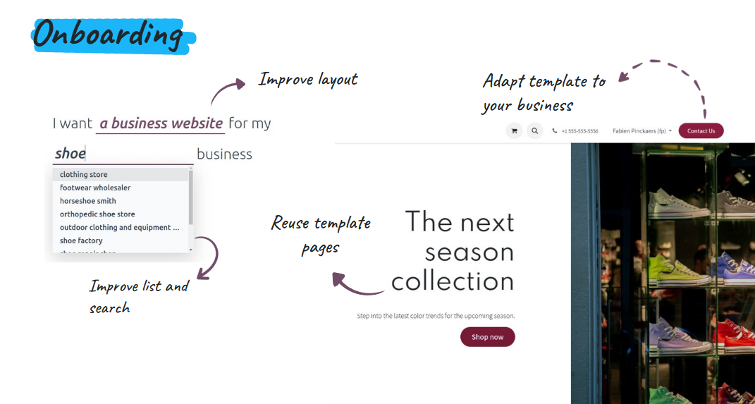 odoo 19 expected Feature Website