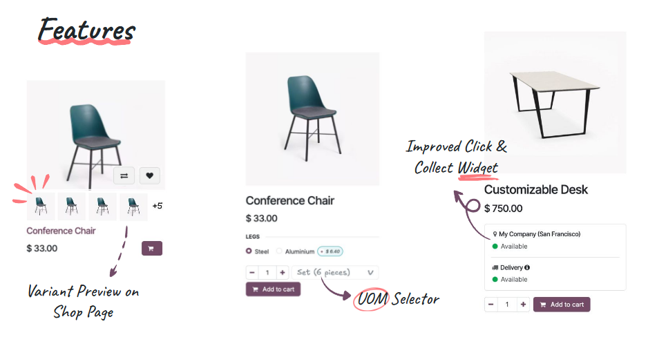 odoo 19 ecommerce features Features
