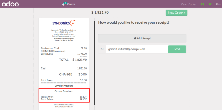 POS order receipt