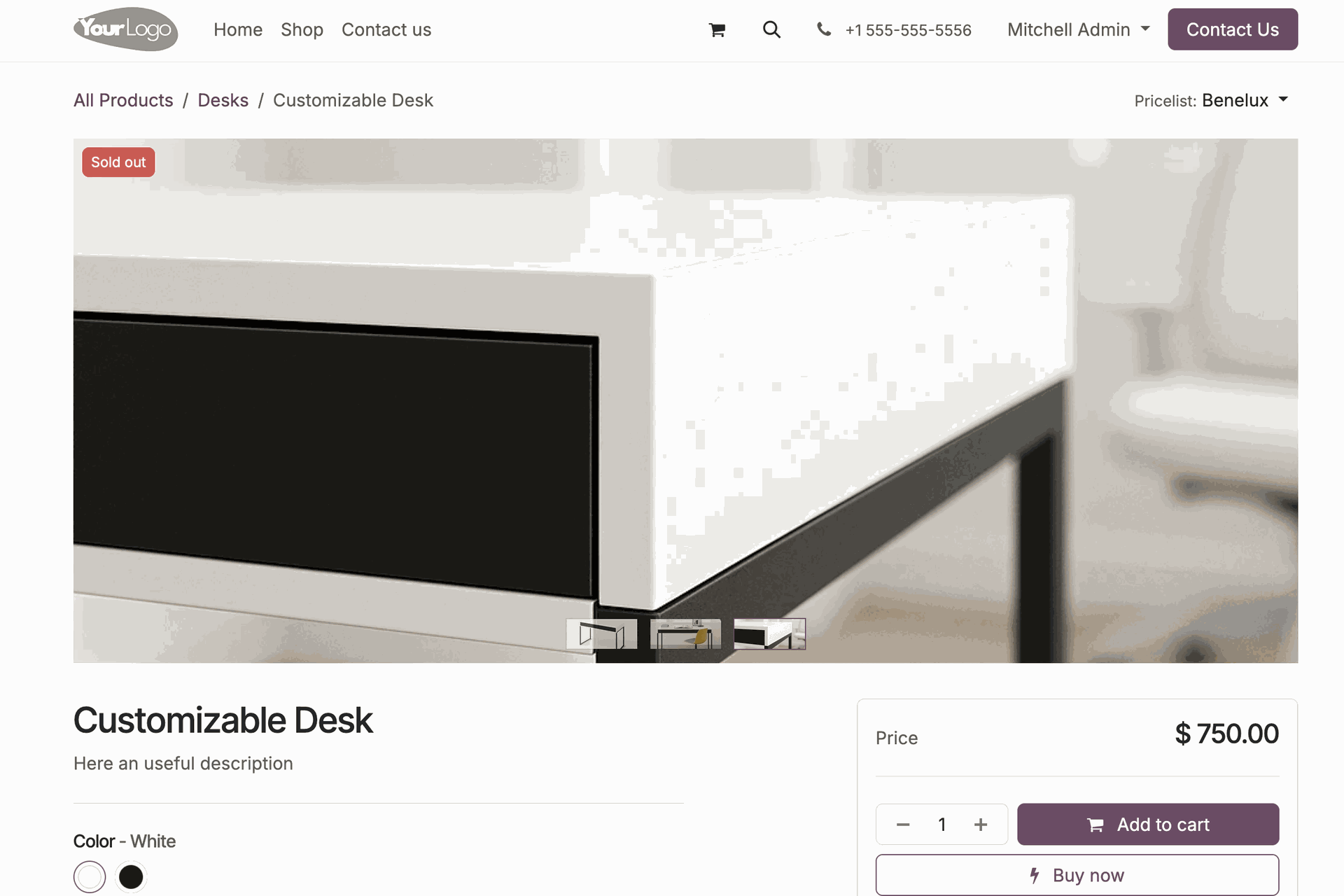 CUstomizable desk - odoo 19