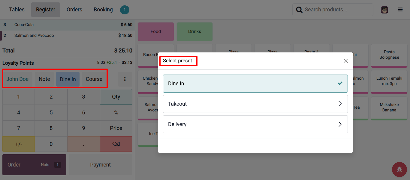 Odoo 19 Pos- presets