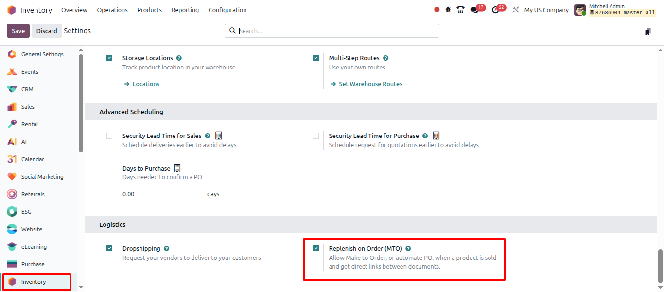 odoo 19 inventory - active MTO Route