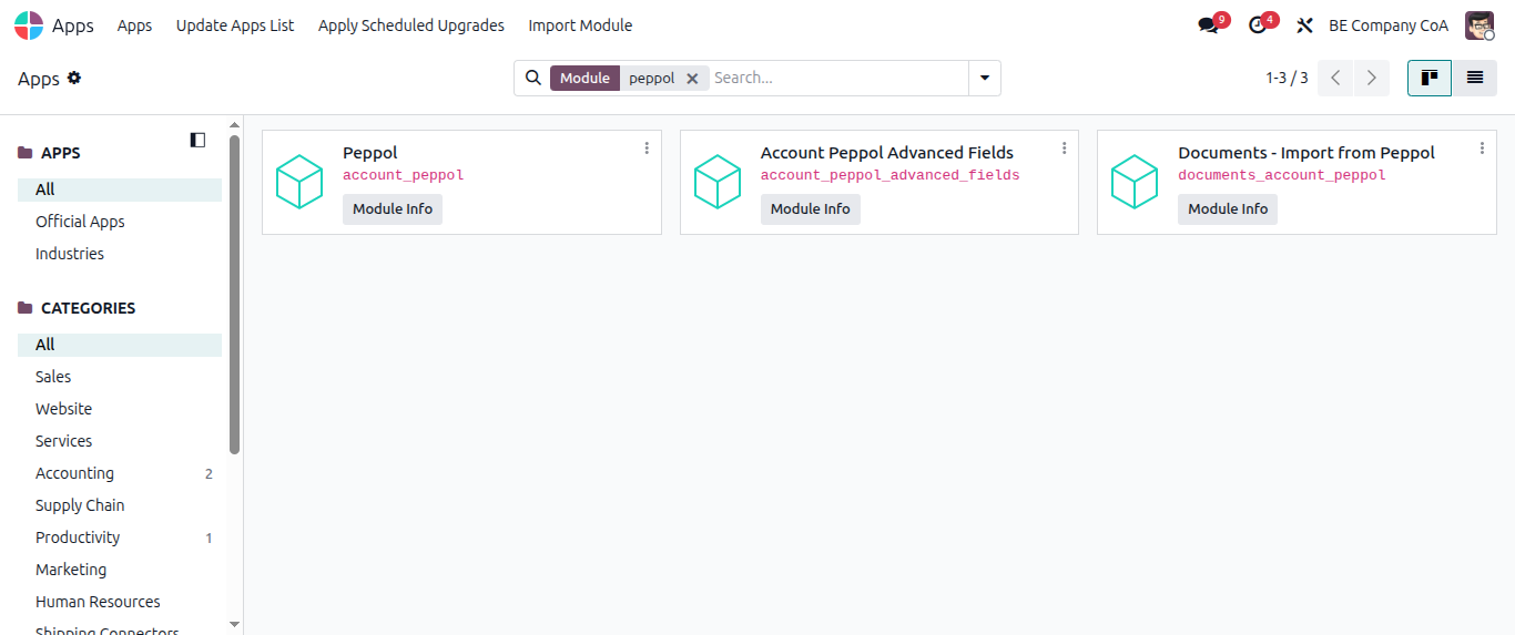 PEPPOL functionality