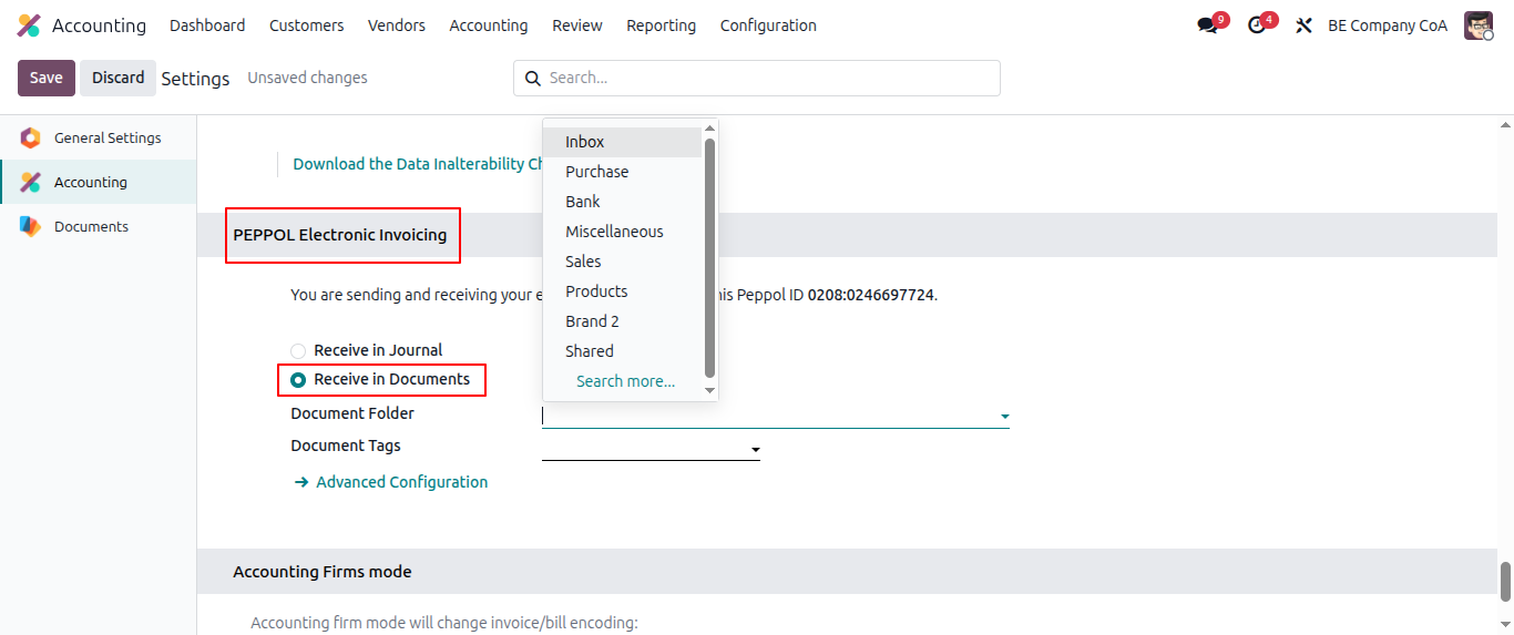 Peppol - Receive In Documents