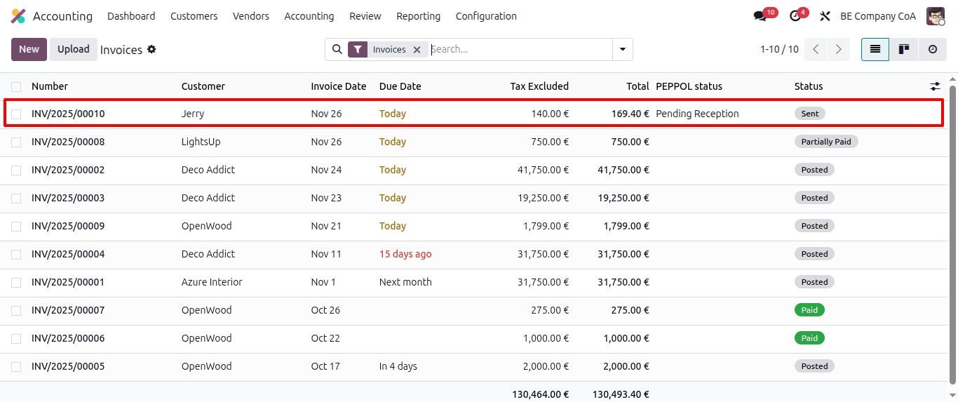 Peppol Invoice Status