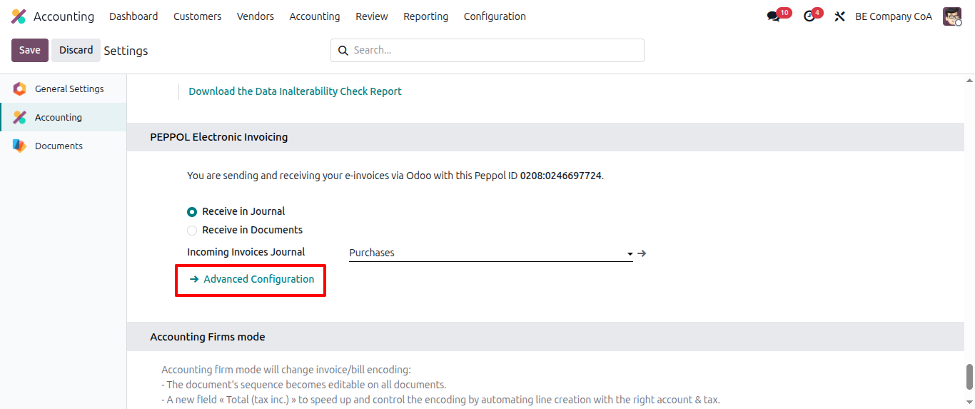 Peppol - Advanced Configuration