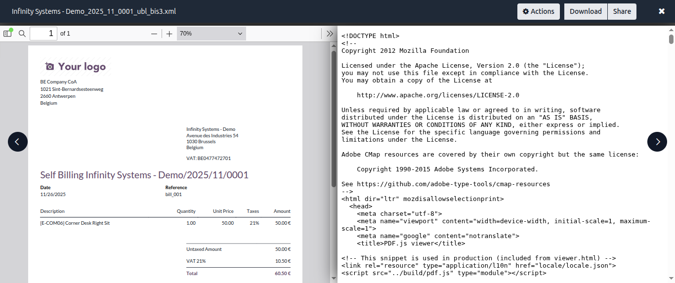 self billing in peppol