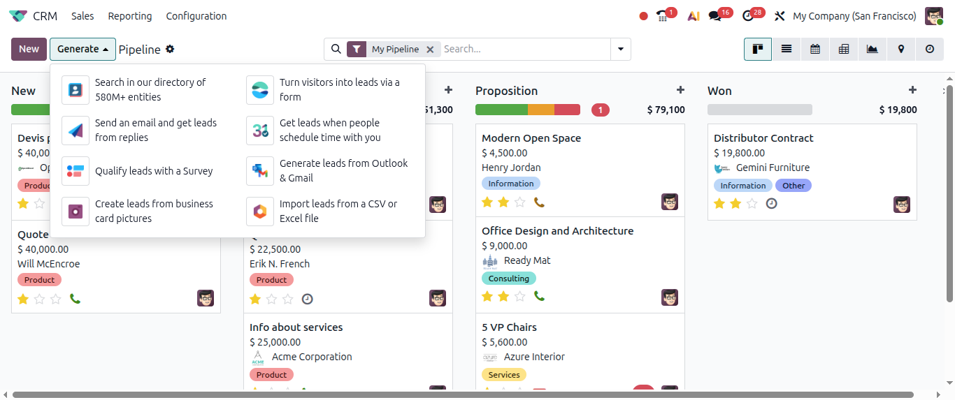 CRM Lead Option In odoo 20 Features CRM Lead Option In odoo 20 Features