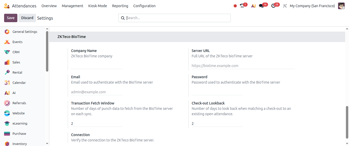 ZKTeco Biometric integration - odoo 20 Features ZKTeco Biometric integration - odoo 20 Features