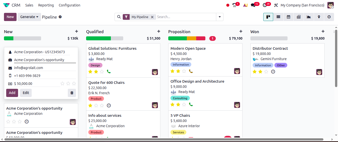 CRM Lead Creation Kanban view Odoo 20 features CRM Lead Creation Kanban view Odoo 20 features