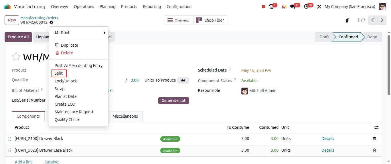 Split mrp order - odoo 20 features Split mrp order - odoo 20 features