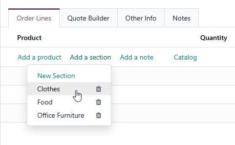 reuse section in sales odoo 20 fetures
