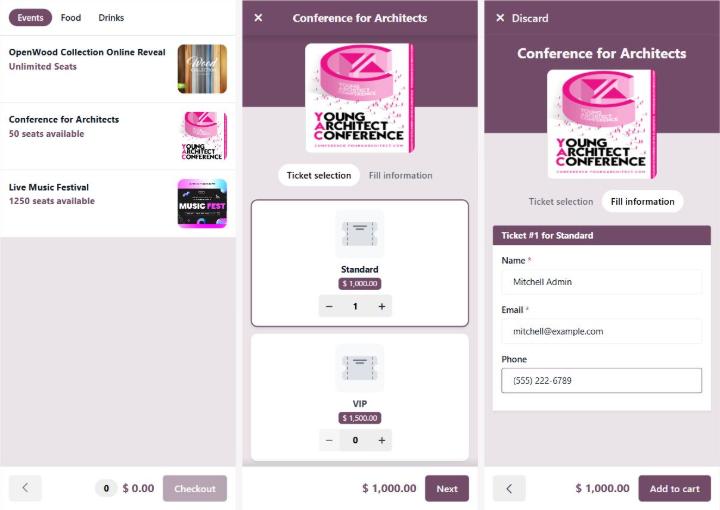 Self Order event odoo 20 features