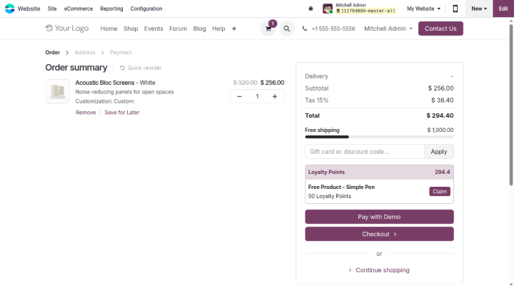 Gree delivery Progess Bar odoo 20 features