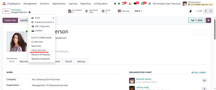 Salary Increase odoo 20 features