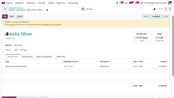 Improved payrollscreen layout odoo 20 features