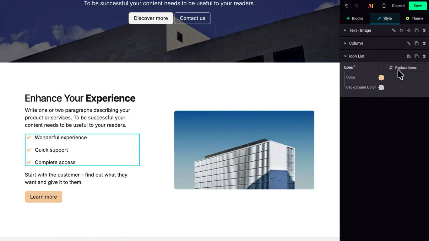 Replace icons easily: odoo 20 website features