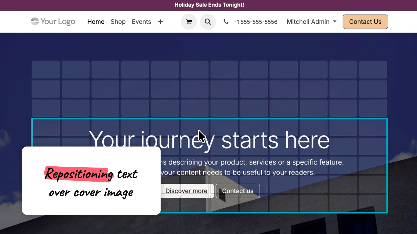 Reposition text over cover image: Reposition text over cover image:
