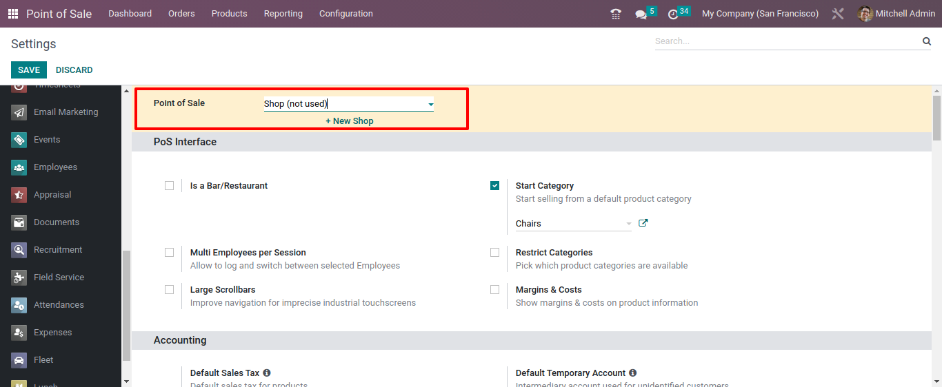 settinging odoo pos
