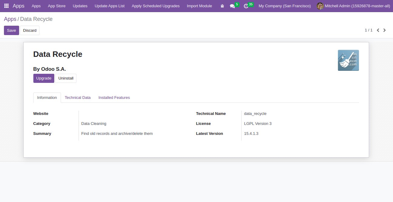 apps in data recycle odoo 16