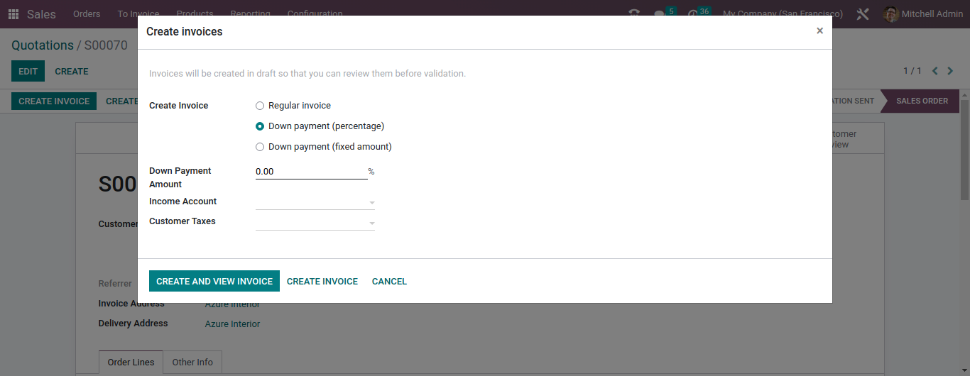create invoices odoo 16 sales