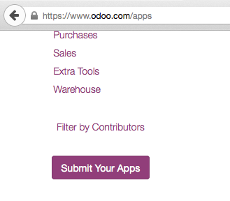 Submit your apps button in odoo apps