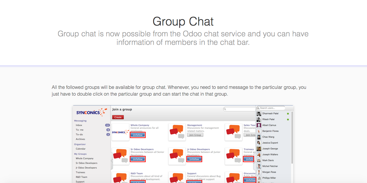 Group Chat In Odoo Apps