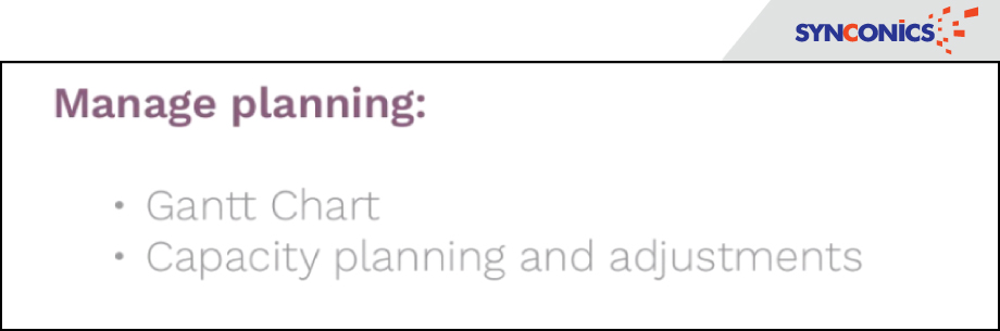 Manage Planning, gantt chart