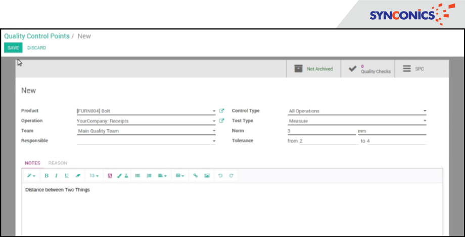 quality control point in odoo module