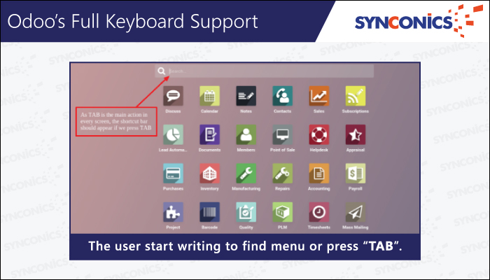 odoo's full keyboard support