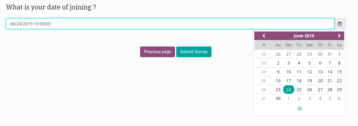 odoo 13 survey what is joining date
