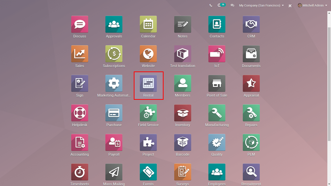 Rental Odoo Module odoo 13