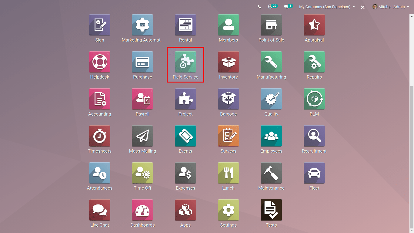 odoo 13 field service module