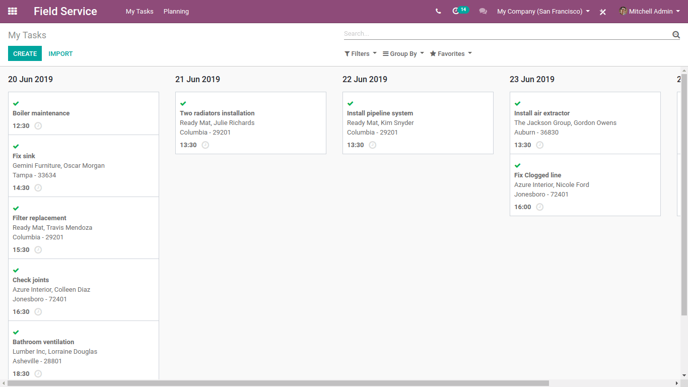 Field Service odoo 13 module