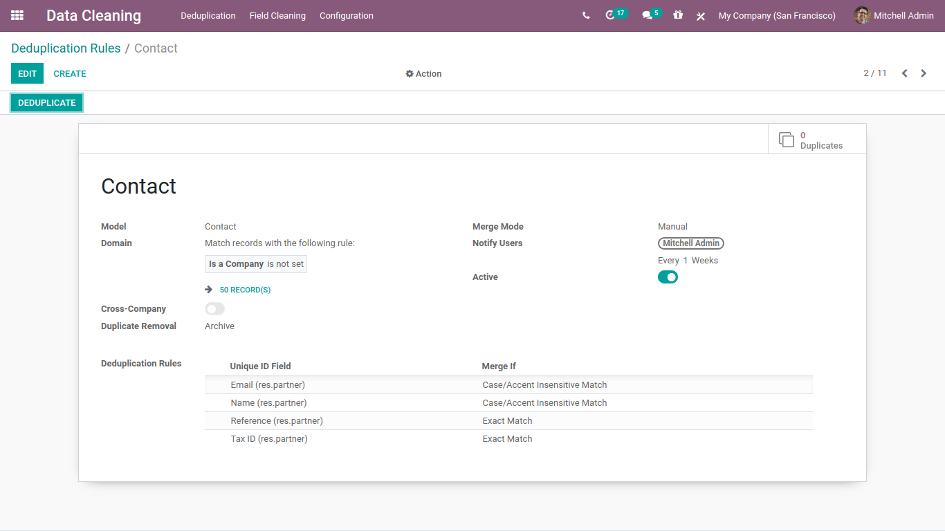 data cleaning app in odoo
