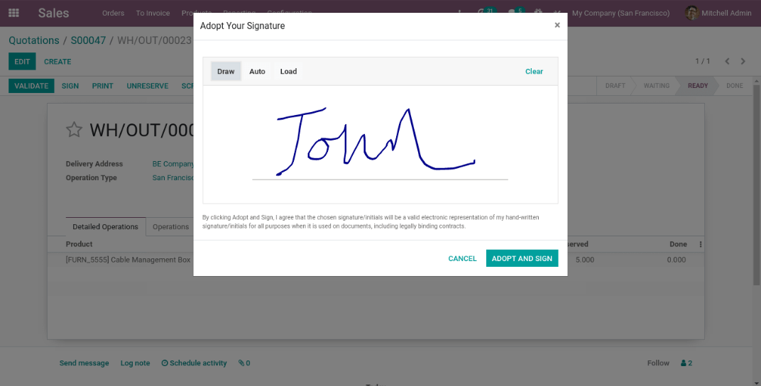 digital signature in odoo