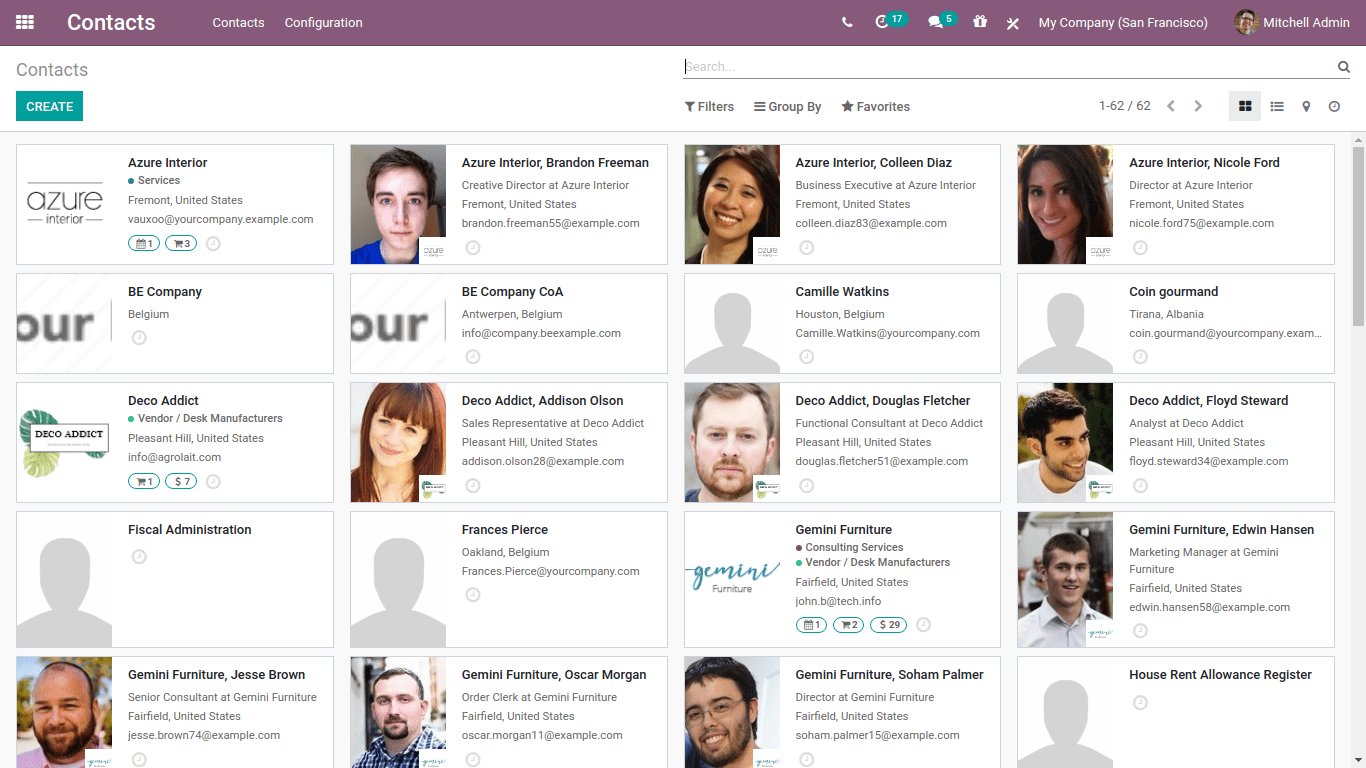 Contact view In Odoo CRM