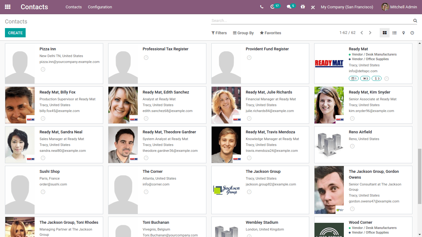Contact view In Odoo CRM