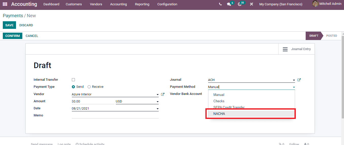 odoo 15 nacha payment