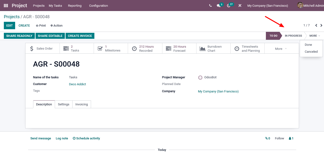 odoo 15 project management