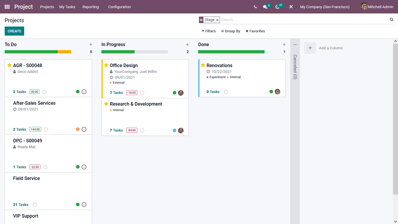 Odoo 15 project management