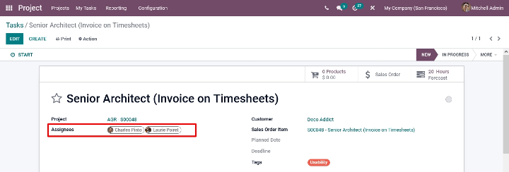 task in odoo 15 project