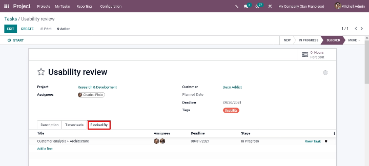task in odoo 15 project